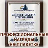 Профессиональная награда на деревянной плакетке с металлической пластиной